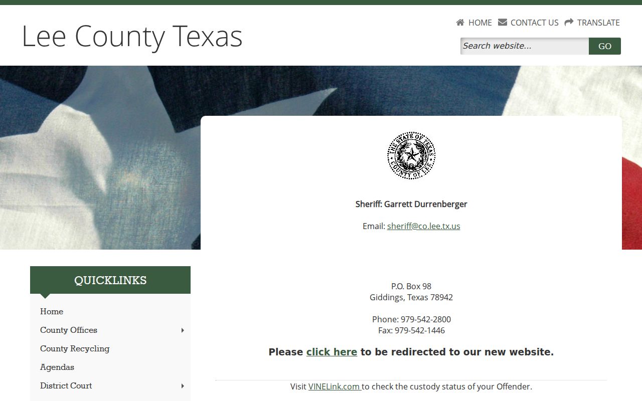 Lee County criminal records information on the official sheriff page