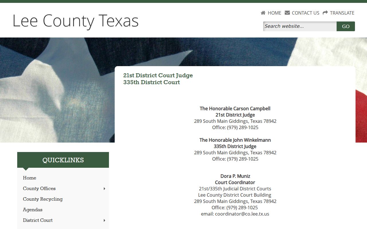 Lee County criminal court case offices for the district courts