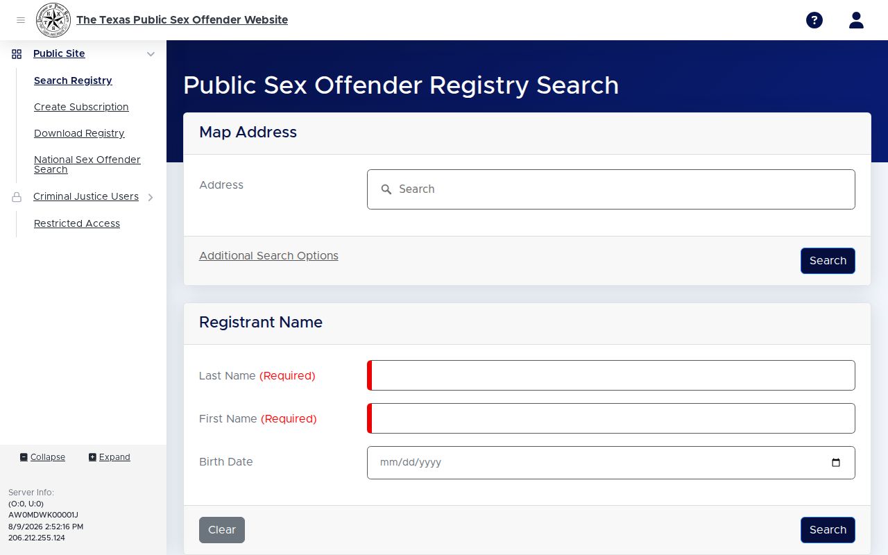 Lee County sex offender registry public profile field layout
